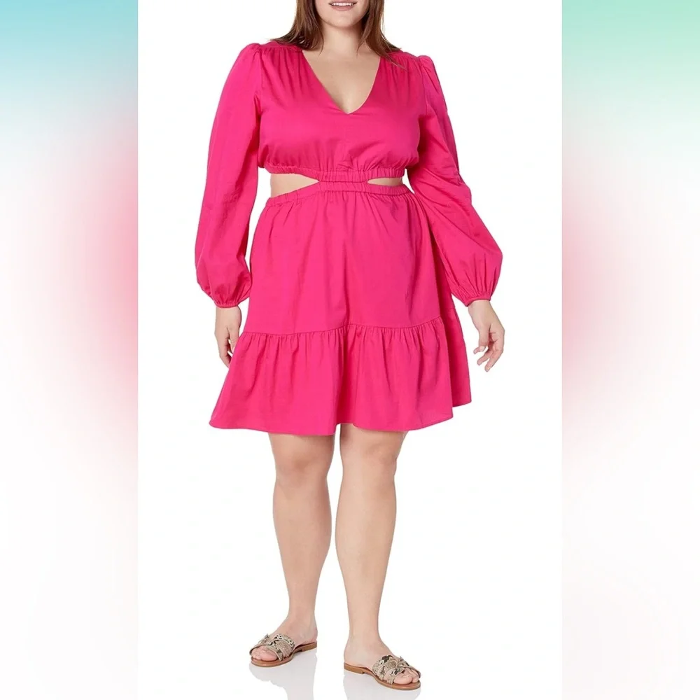 NWT The Drop Women's Sita Short Cut Out Cotton Sateen Dress - Picture 4 of 7